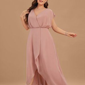 JJ House  V-Neck Chiffon Dress in Steel Gray Size 18 - 20